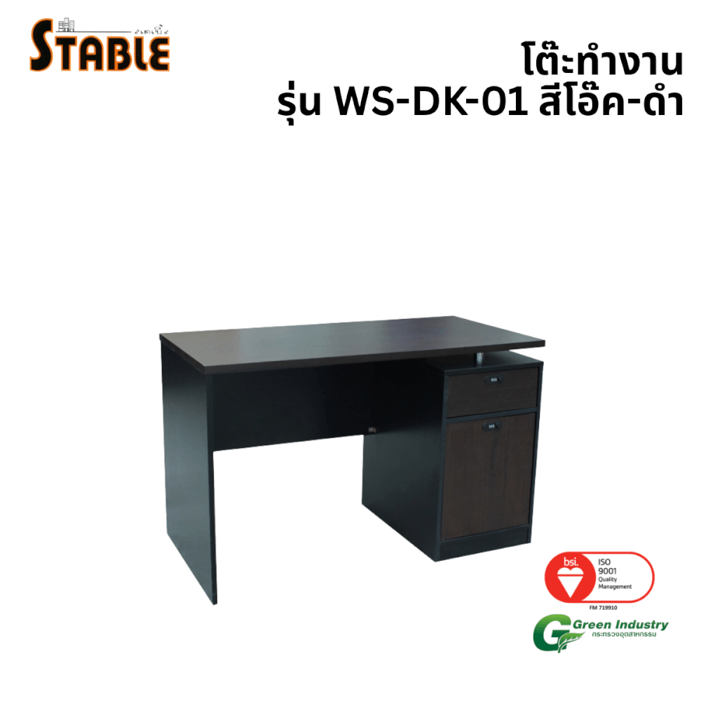 โต๊ะทำงานไม้ STABLE รุ่น WS-DK-01 120 ซม. สีโอ๊ค-ดำ_0
